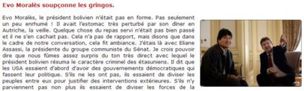 Mort de Chavez : « Evo Moralès soupçonne les gringos » dixit Mélenchon