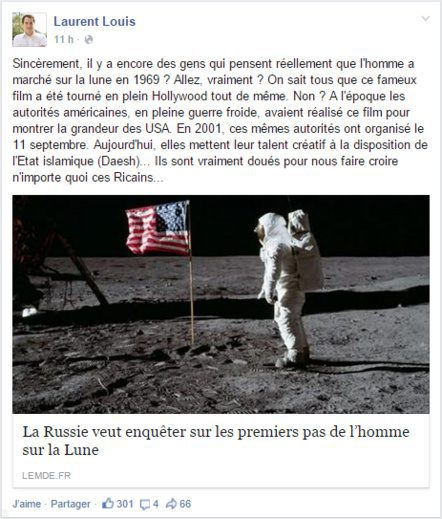 Laurent Louis à propos du premier pas de l'homme sur la Lune