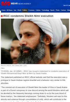 Exécution du cheikh Al-Nimr : les Pasdaran iraniens dénoncent un « complot sioniste »