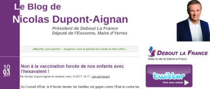 Nicolas Dupont-Aignan soutient le Pr. Joyeux dans sa croisade anti-vaccins
