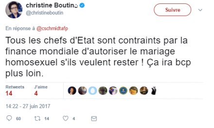 Christine Boutin et le complot de la « finance mondiale » pour imposer le mariage gay