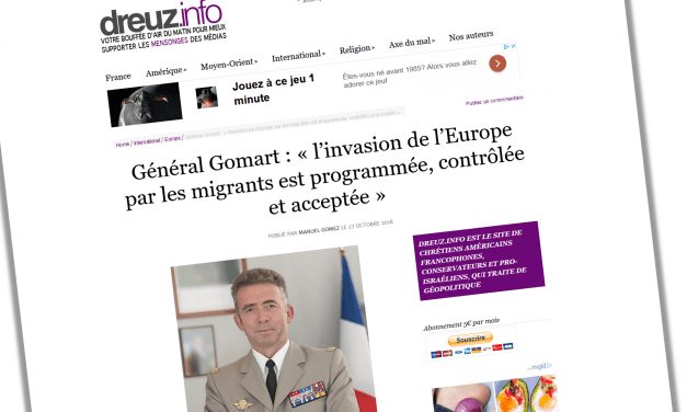 Non, le Général Gomart n’a jamais dit que « l’invasion de l’Europe par les migrants [était] programmée »