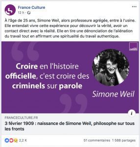 Simone Weil Et L Histoire Officielle Cette Citation Apocryphe Qui Fait La Joie Des Complotistes Conspiracy Watch L Observatoire Du Conspirationnisme