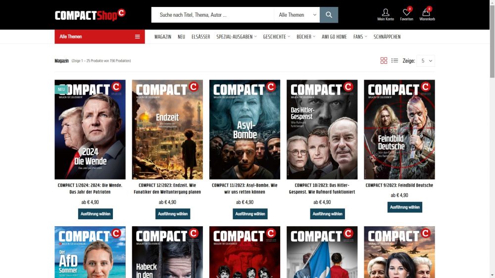 Couvertures de derniers num&eacute;ros du magazine Compact (Capture d'&eacute;cran CW, 12/01/2024)