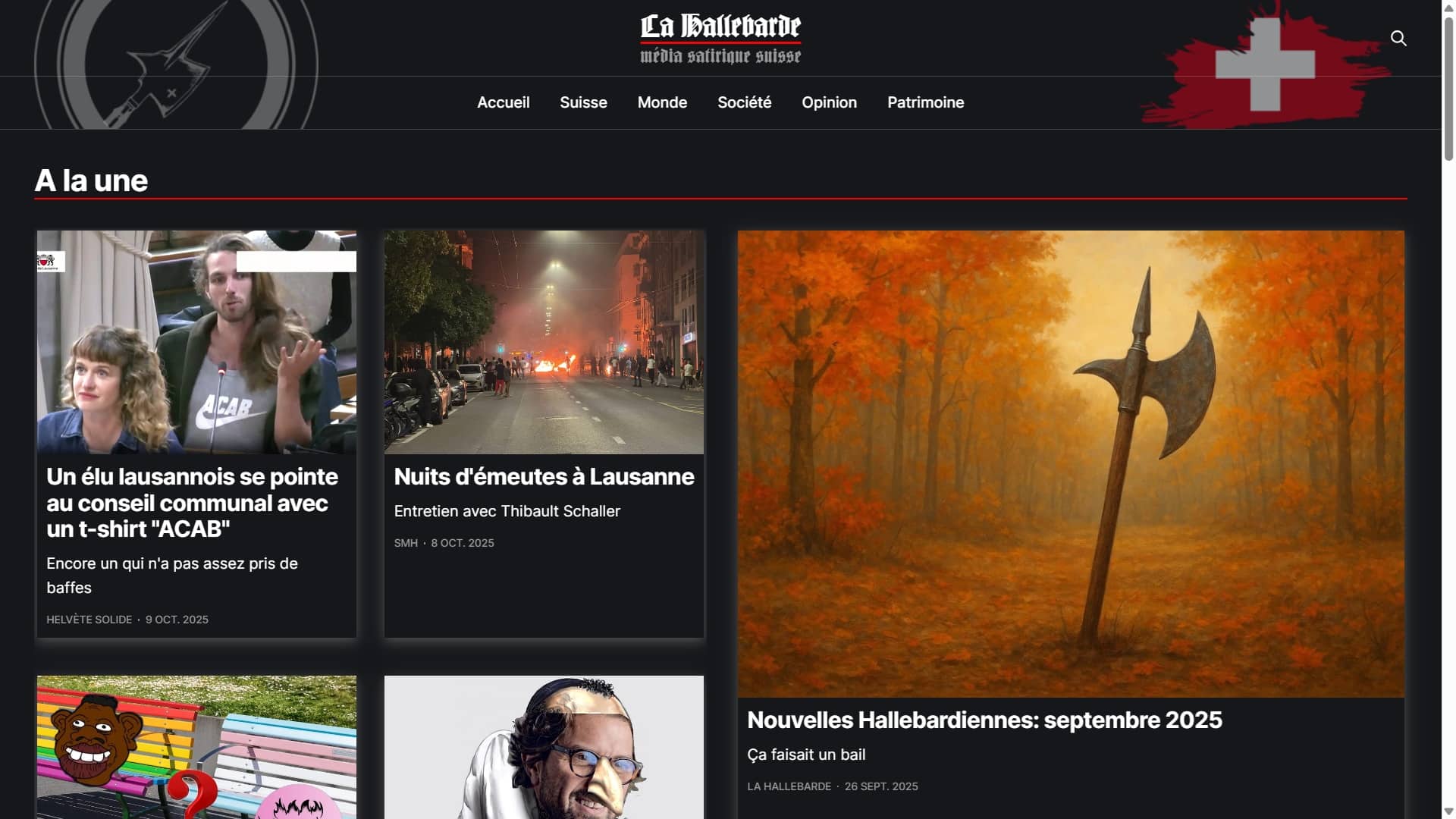 Page d'accueil du site La Hallebarde.