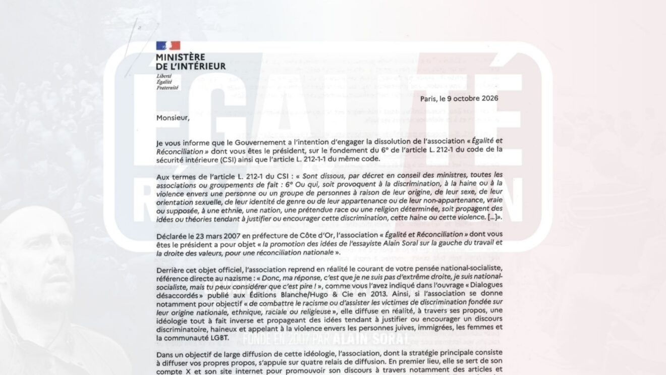 [Document] Dissolution d'Égalité & Réconciliation : les motivations du ministère de l'intérieur